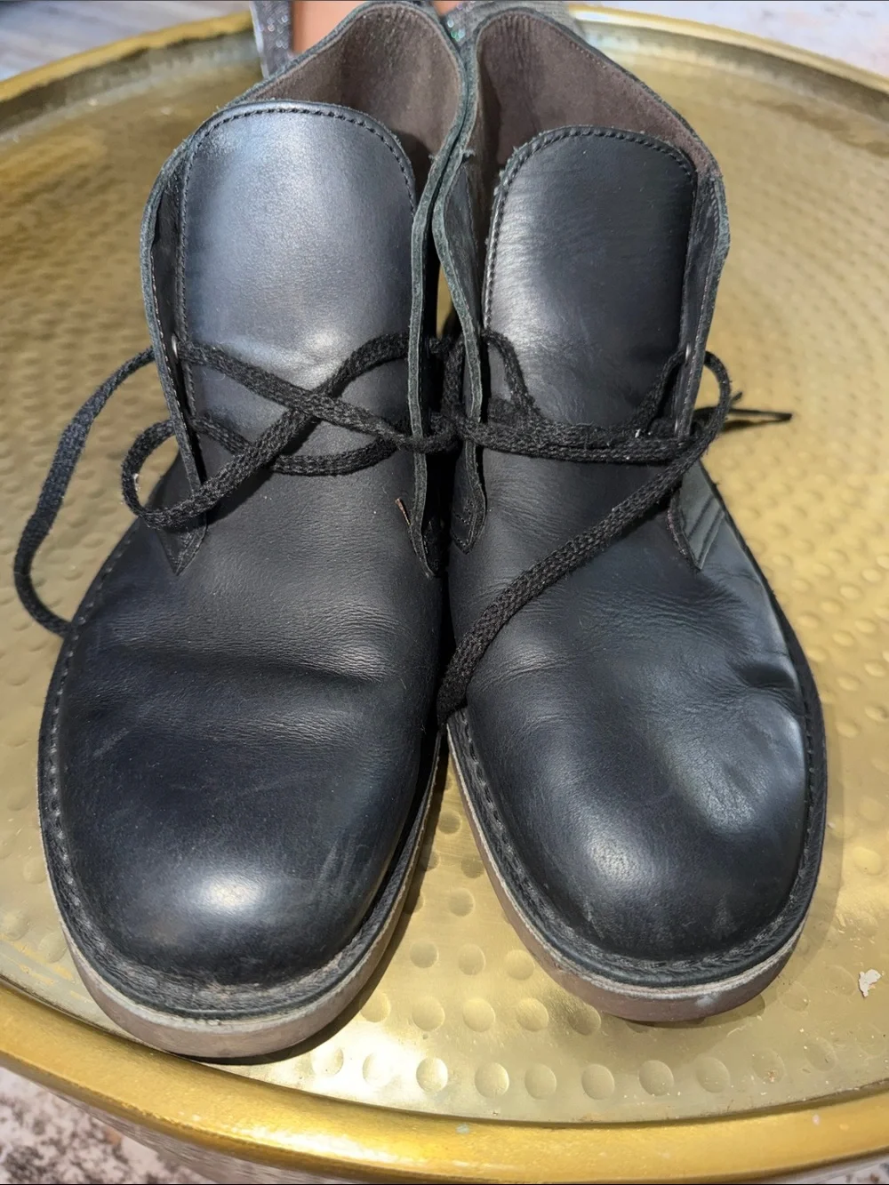 Men's Clarks Black Leather Lace-Up Chukka Boots